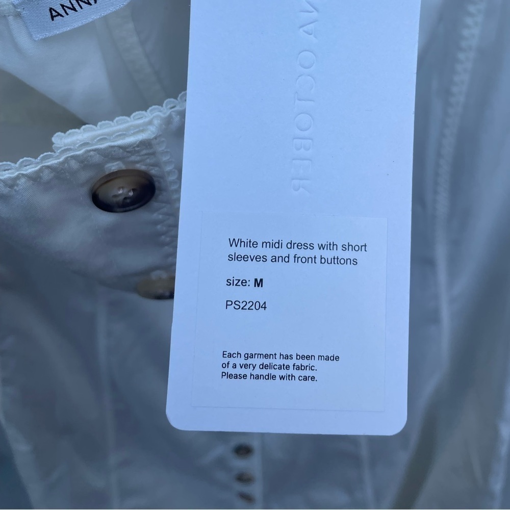 Anna October Midi Dress Short Sleeve In White New With Tags! — image 8 of 8